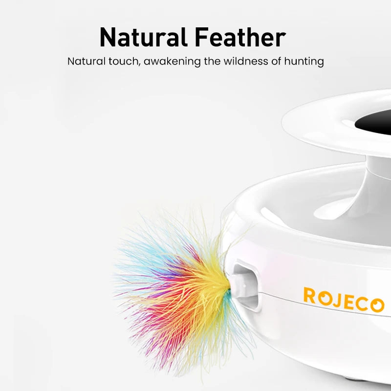 ROJECO 2 in 1 Smart Cat Toys Automatic Feather Fun Ball Toy Set - Happy Little Paw